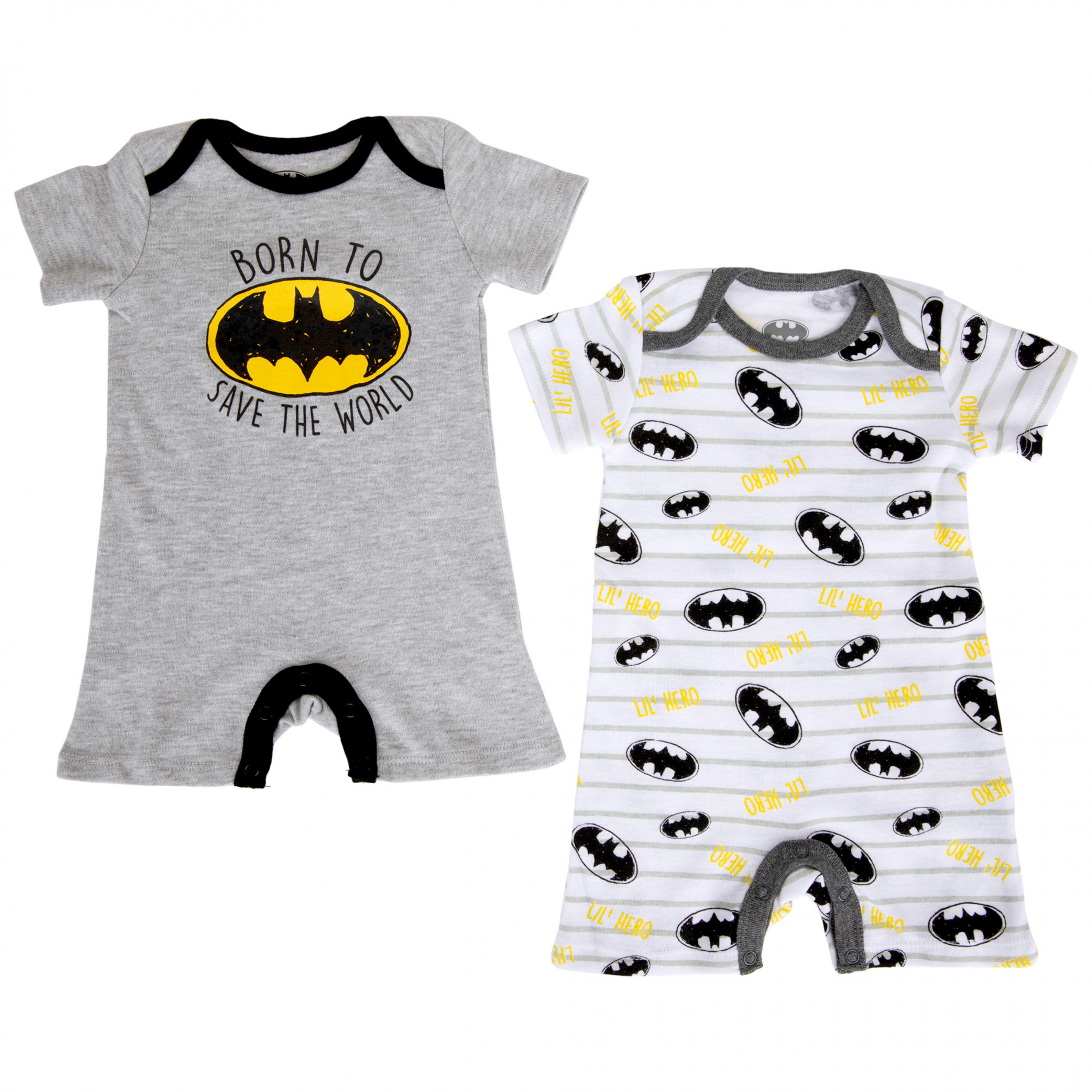 Batman Born To Save The World Infant 2-Pack Romper Bodysuit Set